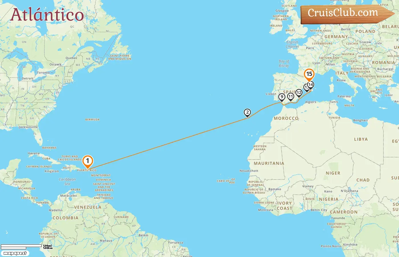 Crucero en el transatlántico de Saint John a Barcelona a bordo del barco Norwegian Epic con visitas a Puerto Rico y España por 15 días