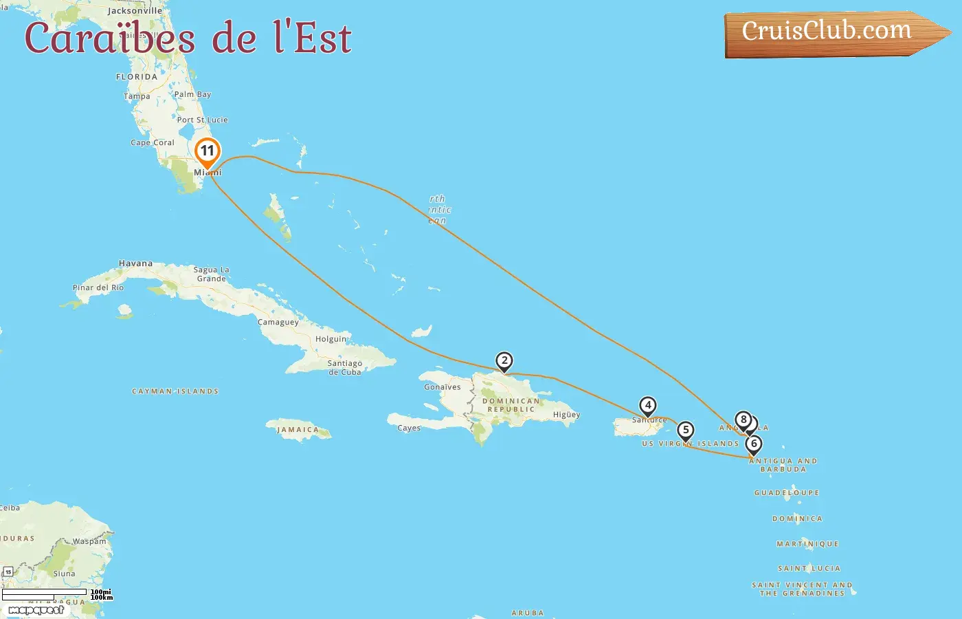 Croisière dans les Caraïbes orientales au départ de Miami à bord du navire Oceania Marina avec des escales aux États-Unis, en République dominicaine, à Porto Rico et à Saint-Barthélemy pendant 11 jours