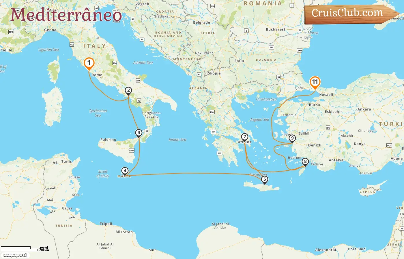 Cruzeiro no Mediterrâneo de Civitavecchia a Istambul a bordo do navio Oceania Allura com visitas à Itália, Malta, Grécia e Turquia por 11 dias