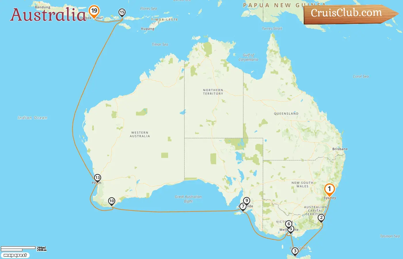 Crucero en Australia desde Sídney a Benoa a bordo del barco Oceania Vista con visitas a Australia e Indonesia durante 19 días