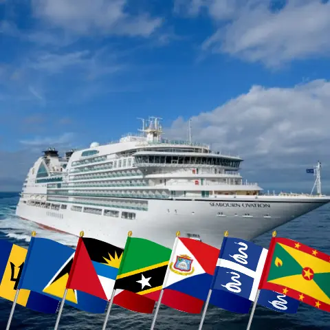 Cruise in the Eastern Caribbean from Bridgetown aboard Seabourn Ovation ship with visits to Barbados, Saint Lucia, Montserrat, Saint Kitts and Nevis, British Virgin Islands, Martinique, Saint Vincent and the Grenadines, and Grenada for 15 days
