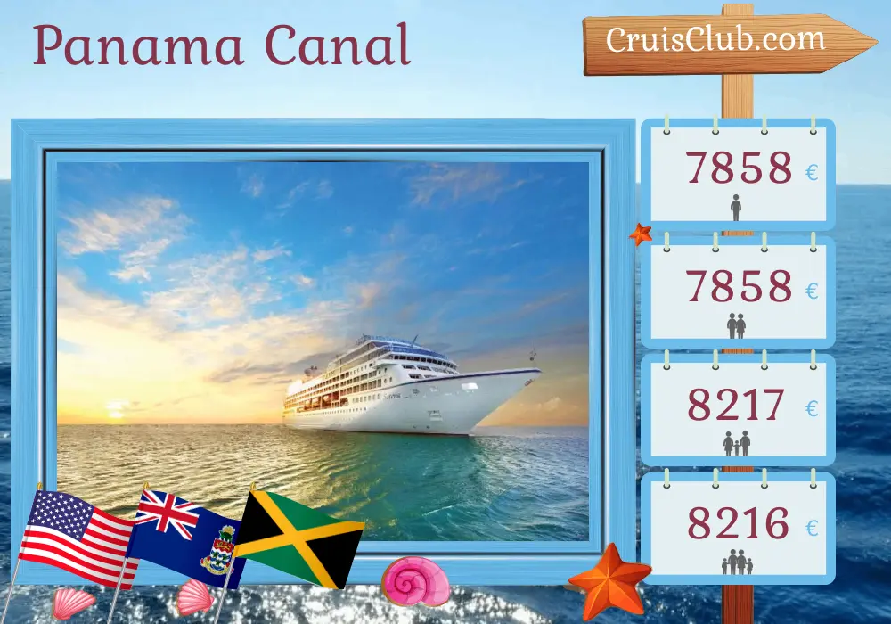 Cruise in the Panama Canal from Miami to Callao aboard Oceania Sirena ship with visits to USA, Cayman Islands, Jamaica, Colombia, Panama, Ecuador, and Peru for 15 days
