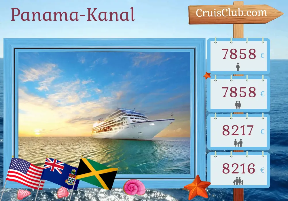 Kreuzfahrt im Panamakanal von Miami nach Callao an Bord des Oceania-Schiffs Sirena mit Besuchen in den USA, Kaimaninseln, Jamaika, Kolumbien, Panama, Ecuador und Peru für 15 Tage