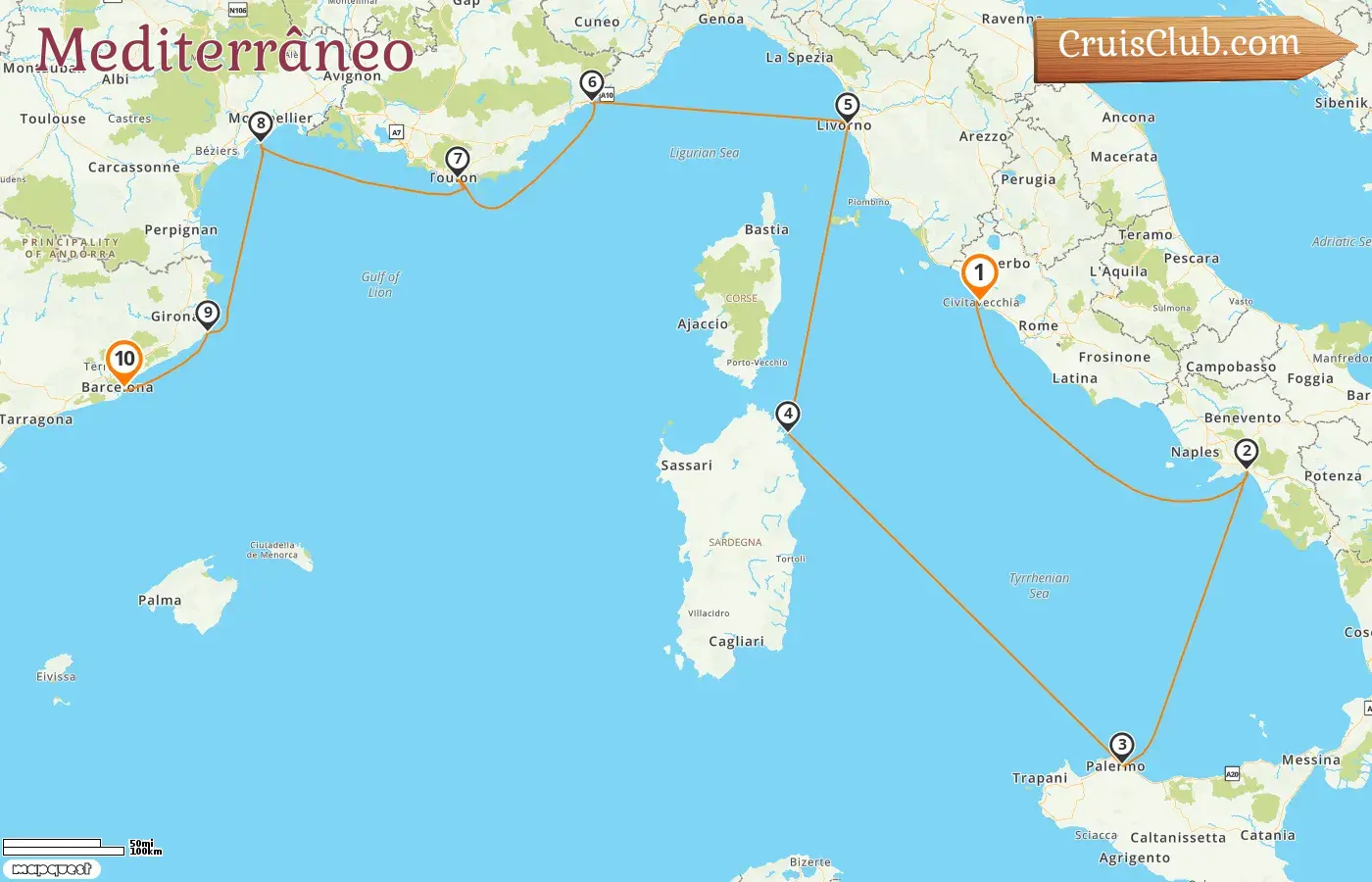 Cruzeiro no Mediterrâneo de Civitavecchia a Barcelona a bordo do navio Oceania Allura com visitas à Itália, Mônaco, França e Espanha por 10 dias