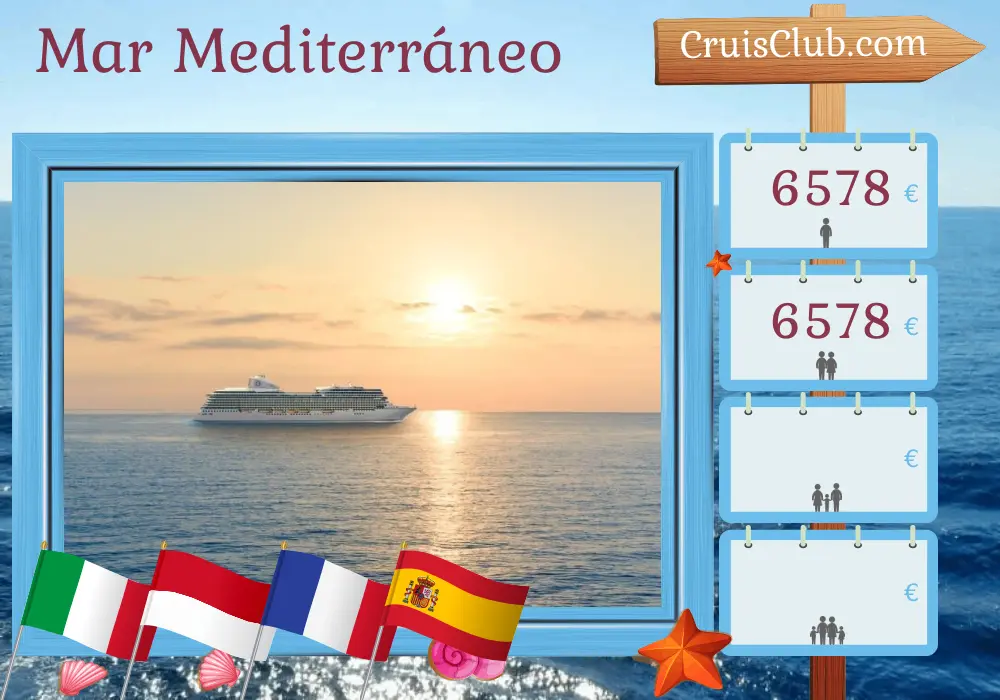 Crucero por el Mediterráneo de Civitavecchia a Barcelona a bordo del barco Oceania Allura con visitas a Italia, Mónaco, Francia y España durante 10 días