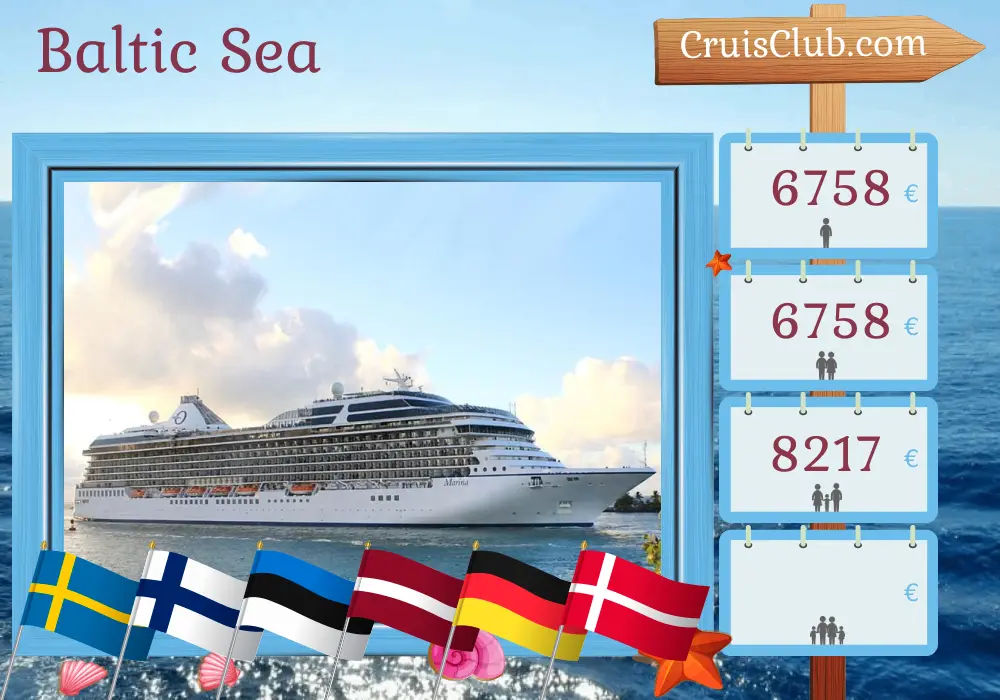 Cruise in the Baltic Sea from Stockholm to Copenhagen aboard Oceania Marina ship with visits to Sweden, Finland, Estonia, Latvia, Poland, Germany, and Denmark for 11 days
