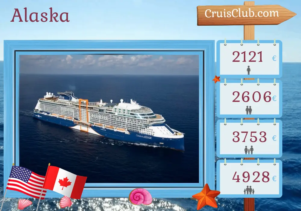 Crucero en Alaska de Seattle a Vancouver a bordo del barco Celebrity Edge con visitas a Estados Unidos y Canadá por 8 días