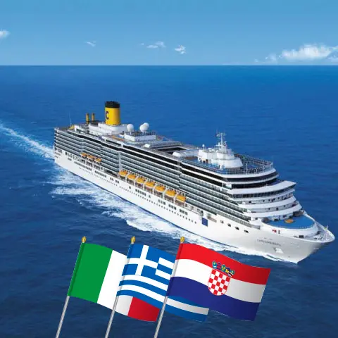 Cruise in the Mediterranean from Marghera aboard Costa Deliziosa ship with visits to Italy, Greece, and Croatia for 15 days