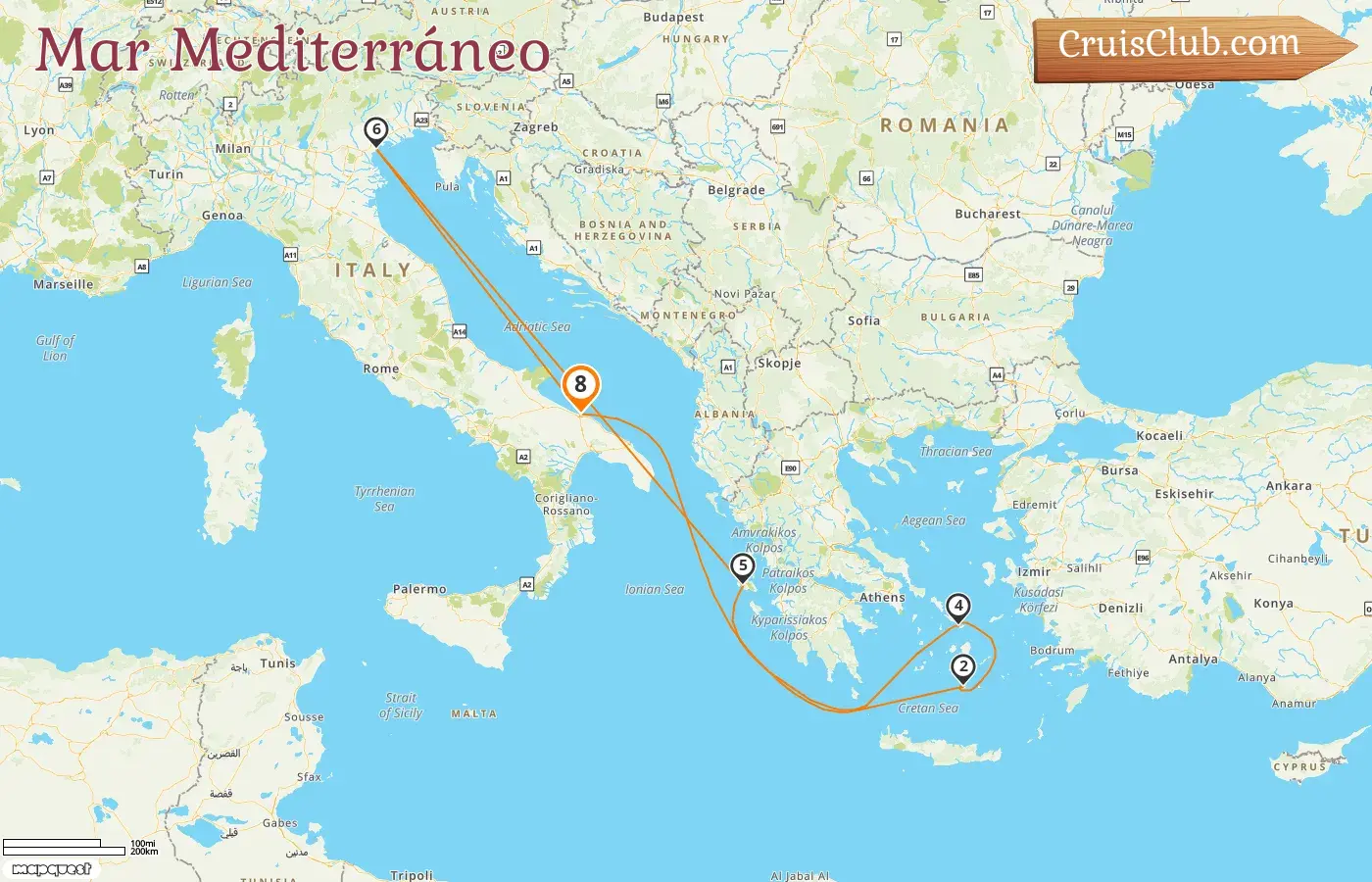 Crucero por el Mediterráneo desde Bari a bordo del barco Costa Deliziosa con visitas a Italia y Grecia durante 8 días