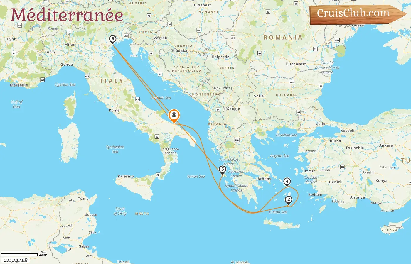Croisière en Méditerranée au départ de Bari à bord du navire Costa Deliziosa avec des visites en Italie et en Grèce pendant 8 jours