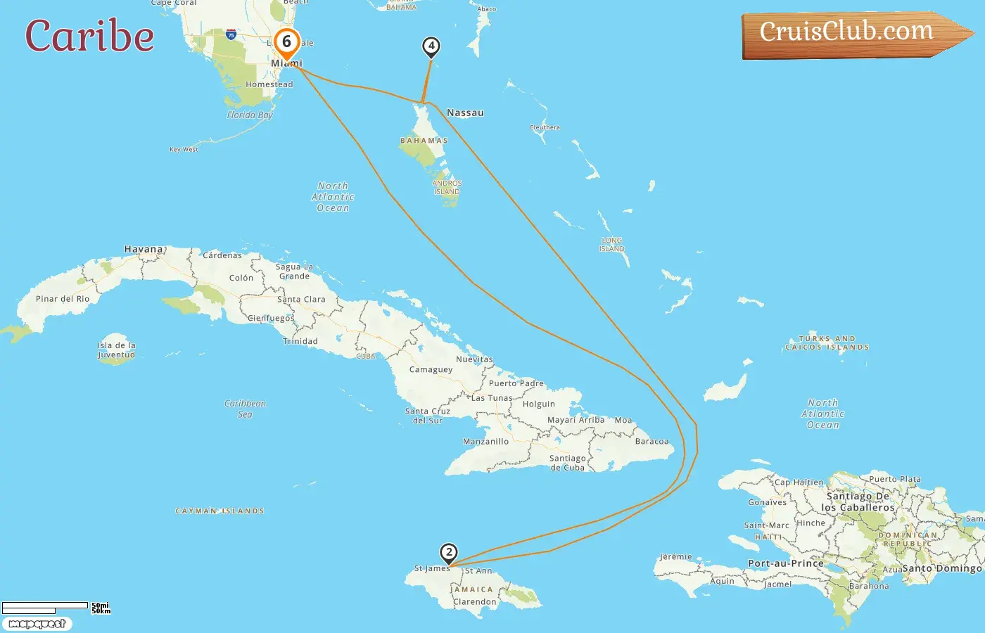 Crucero en el Caribe desde Miami a bordo del barco Freedom of the Seas con visitas a Estados Unidos, Jamaica y Bahamas por 6 días