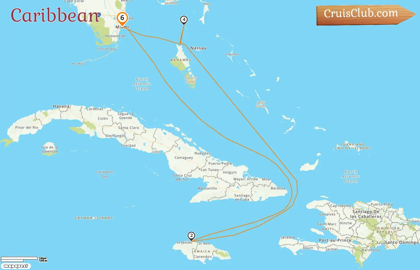 Cruise in the Caribbean from Miami aboard Freedom of the Seas ship with visits to USA, Jamaica, and Bahamas for 6 days