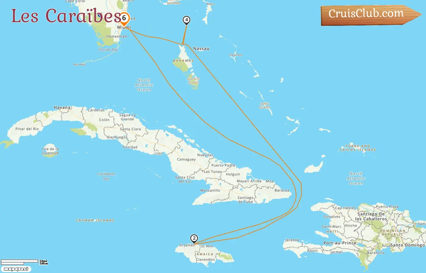 Croisière dans les Caraïbes au départ de Miami à bord du navire Freedom of the Seas avec des visites aux États-Unis, en Jamaïque et aux Bahamas pendant 6 jours