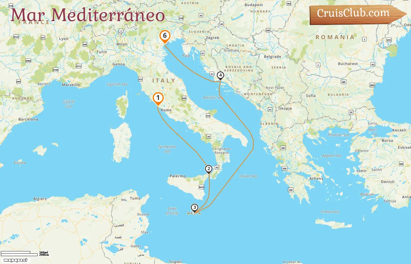 Crucero por el Mediterráneo desde Civitavecchia hasta Marghera a bordo del barco MSC Armonía con visitas a Italia, Malta y Croacia durante 6 días