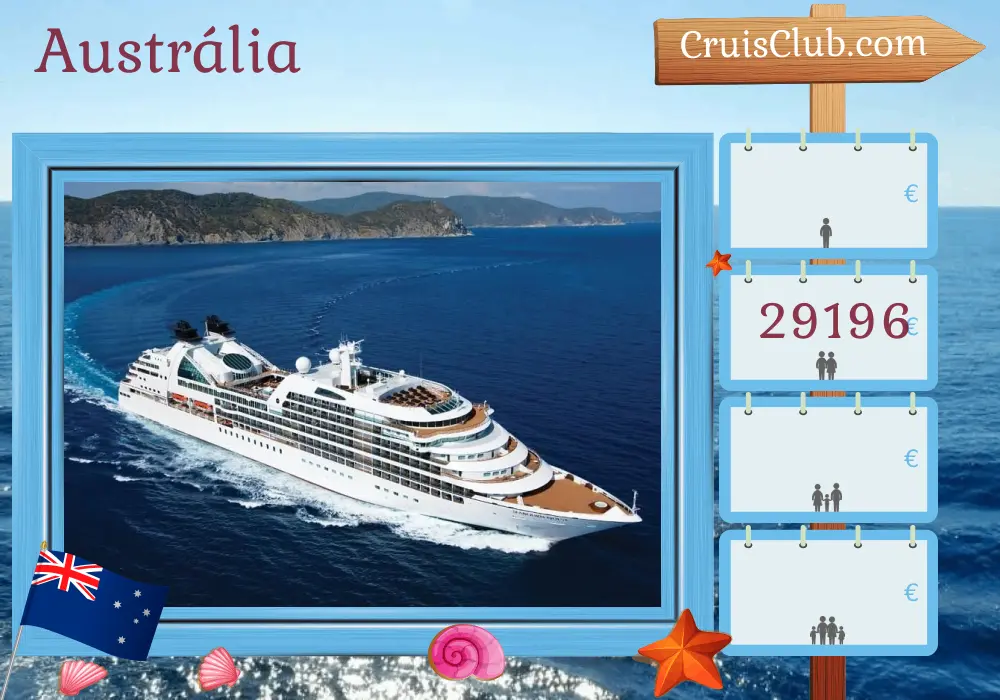 Cruzeiro na Austrália de Sydney para Perth a bordo do navio Seabourn Quest com visitas à Austrália por 18 dias