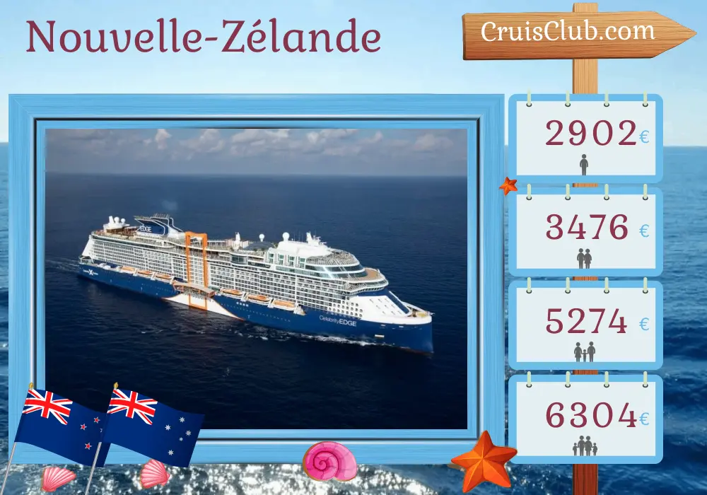 Croisière en Nouvelle-Zélande de Auckland à Sydney à bord du navire Celebrity Edge avec visites en Nouvelle-Zélande et en Australie pendant 11 jours