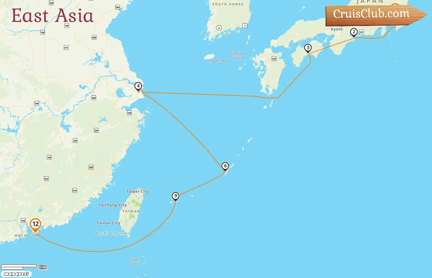 Cruise in the East Asia from Tokyo to Hong Kong aboard EXPLORA III ship with visits to Japan, China, and Hong Kong for 12 days