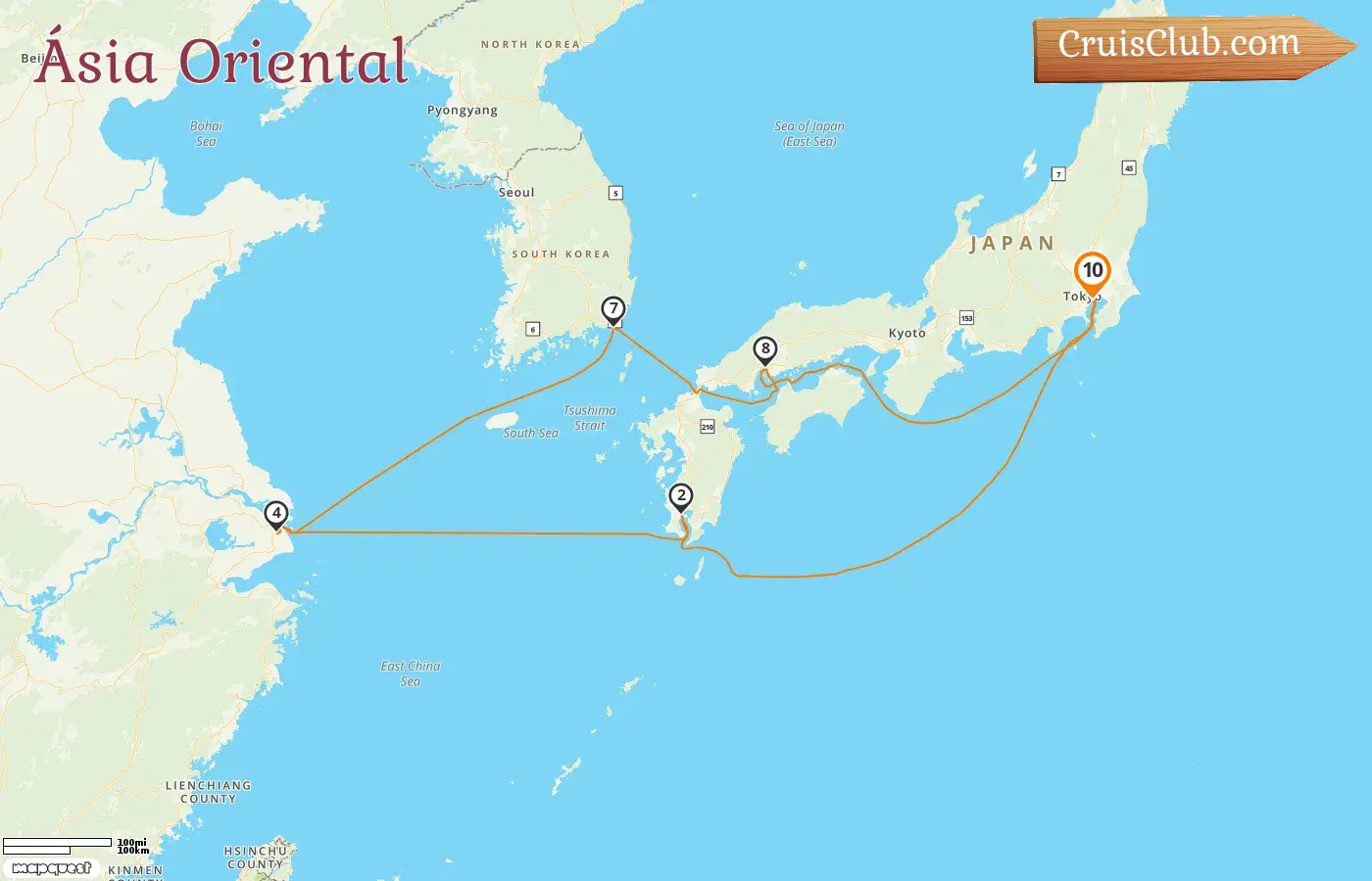 Cruzeiro no Leste da Ásia a partir de Tóquio a bordo do navio EXPLORA III com visitas ao Japão, China e Coreia do Sul por 10 dias