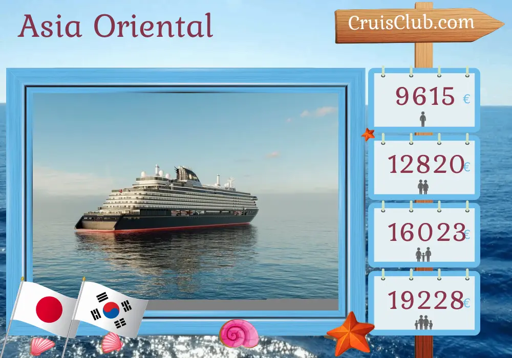 Crucero en el este de Asia desde Tokio a bordo del barco EXPLORA III con visitas a Japón, China y Corea del Sur durante 10 días