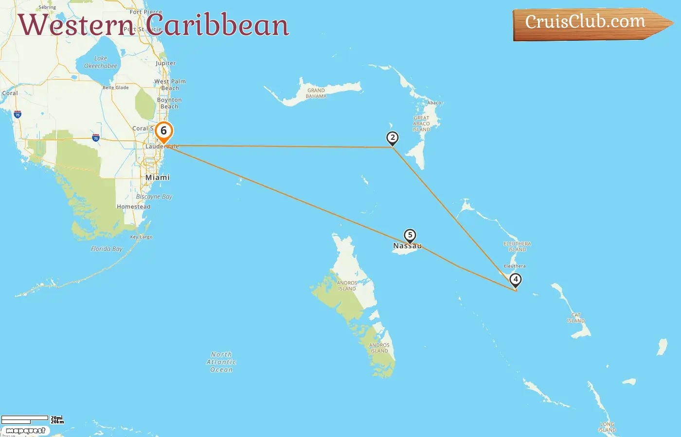 Cruise in the Western Caribbean from Port Everglades aboard Disney Destiny ship with visits to USA and Bahamas for 6 days