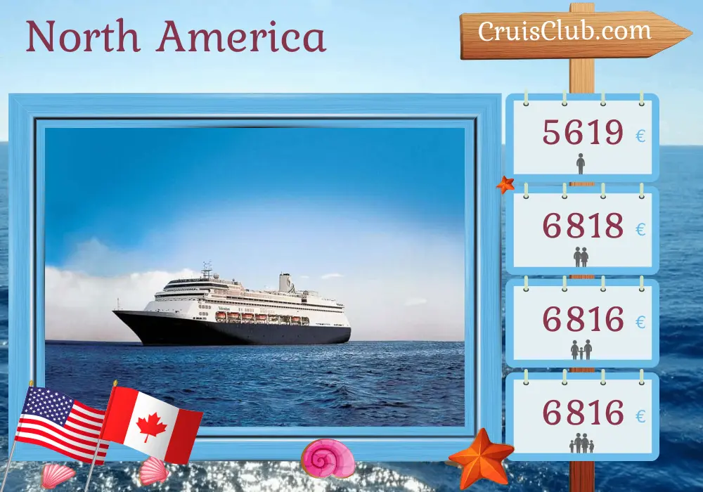 Cruise in the North America from Boston to Montreal aboard Volendam ship with visits to USA and Canada for 12 days