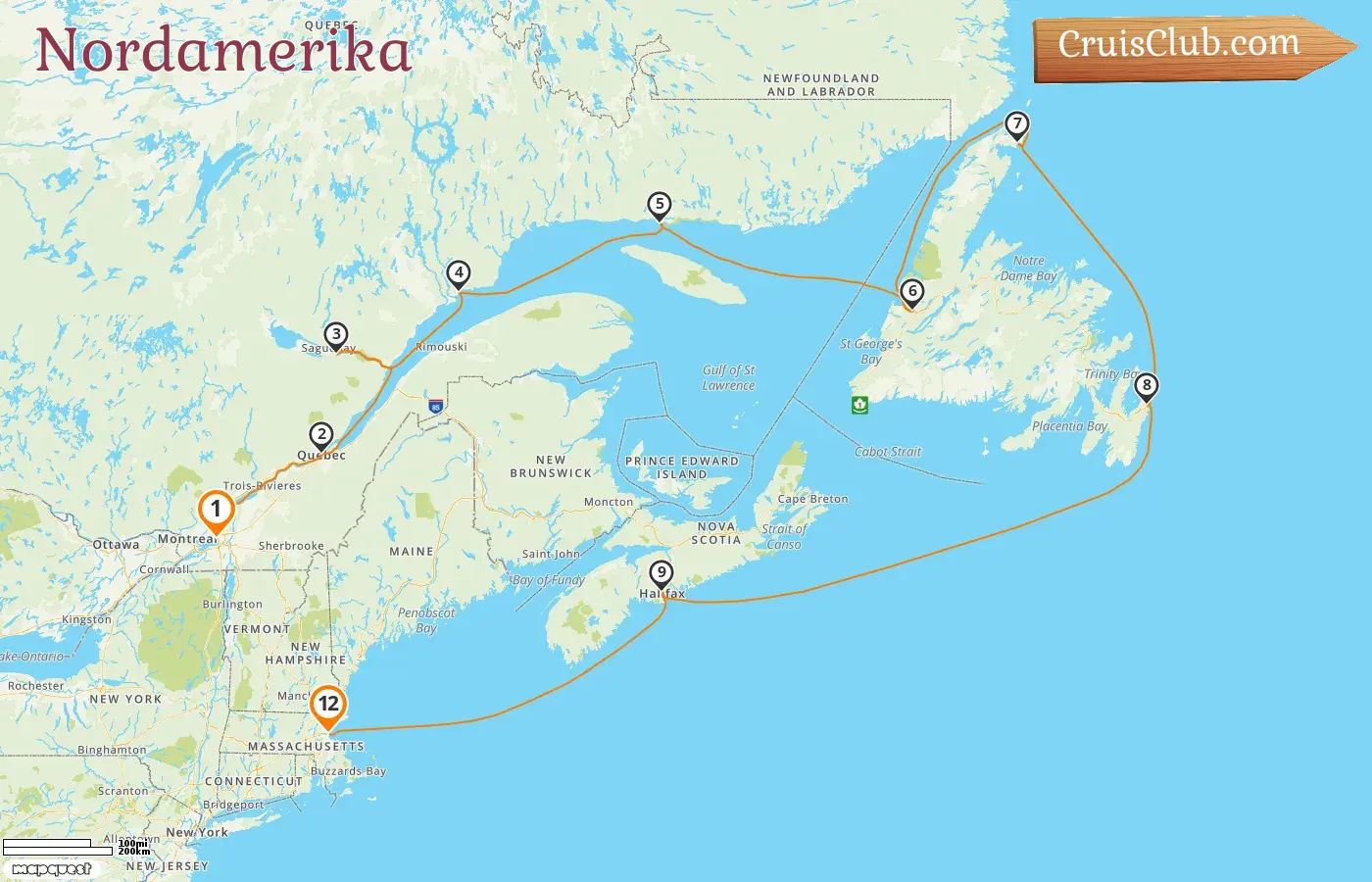 Kreuzfahrt in Nordamerika von Montreal nach Boston an Bord des Schiffes Volendam mit Besuchen in Kanada und den USA für 12 Tage