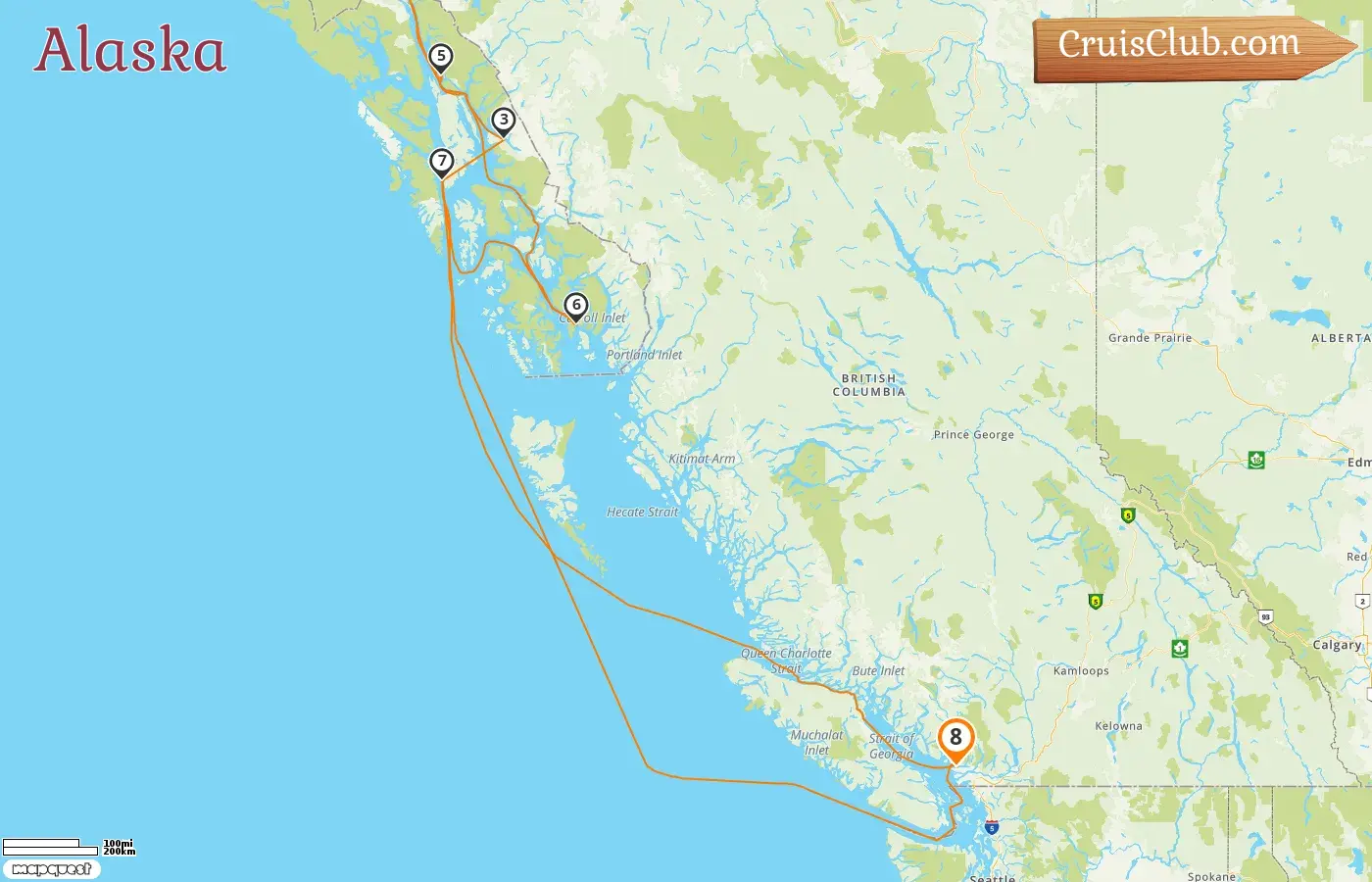 Croisière en Alaska au départ de Vancouver à bord du navire Celebrity Summit avec des visites au Canada et aux États-Unis pendant 8 jours