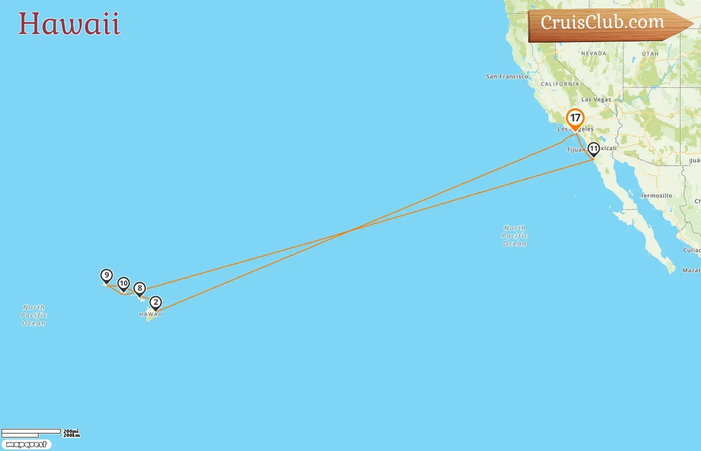Cruise in the Hawaii from Los Angeles aboard Emerald Princess ship with visits to USA and Mexico for 17 days