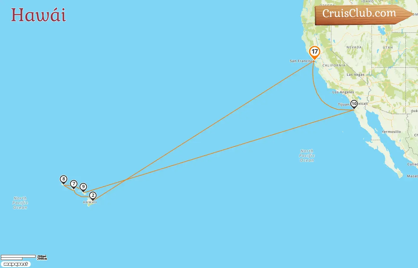 Crucero en Hawái desde San Francisco a bordo del barco Ruby Princess con visitas a EE. UU. y México durante 17 días