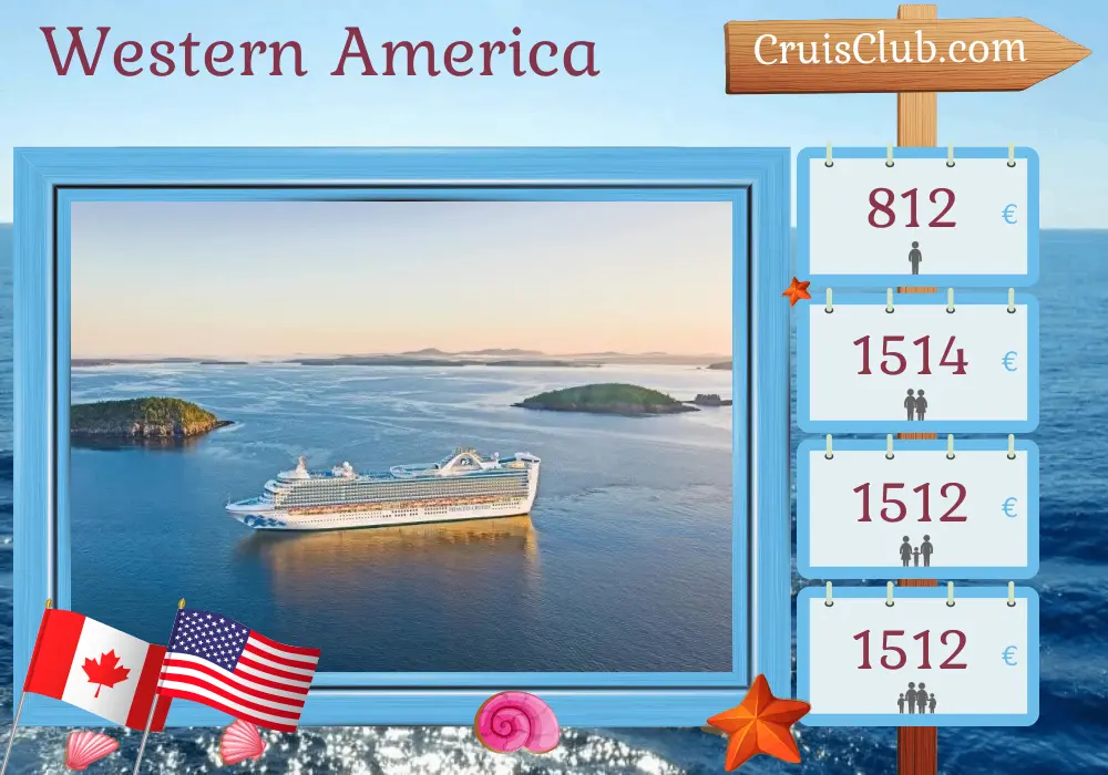 Cruise in the Western America from Vancouver to Los Angeles aboard Caribbean Princess ship with visits to Canada and USA for 8 days