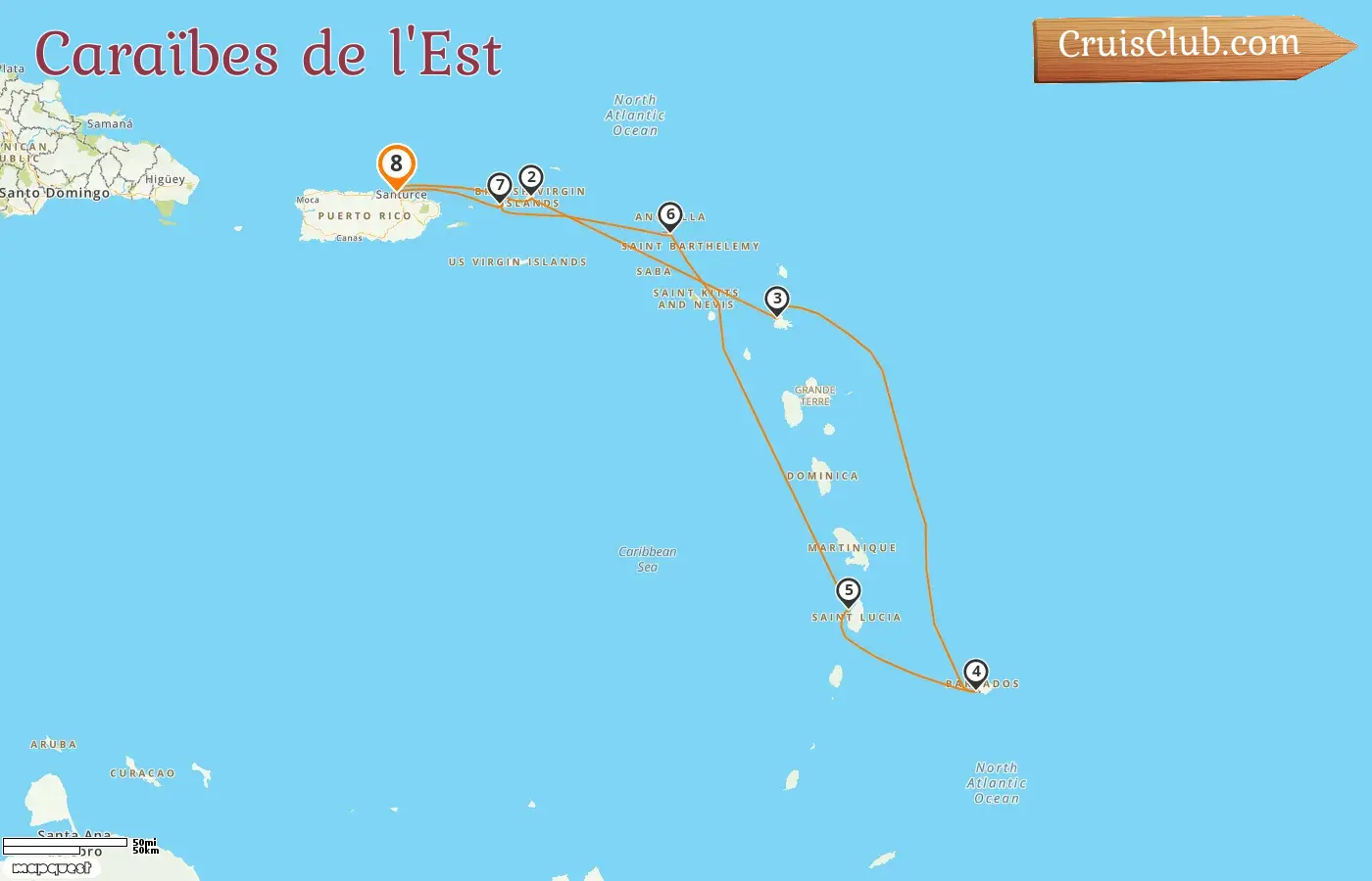 Croisière dans les Caraïbes orientales au départ de Saint-Jean à bord du navire Norwegian Epic avec escales à Porto Rico, aux îles Vierges britanniques, à la Barbade et à Sainte-Lucie pendant 8 jours