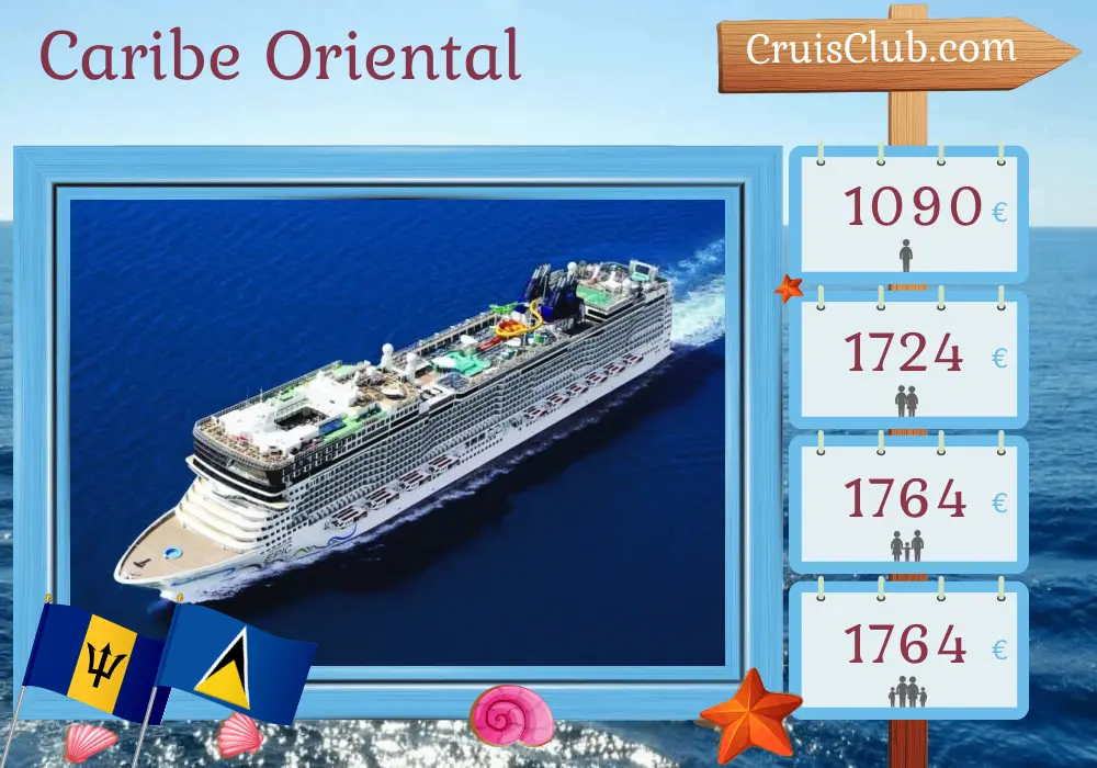 Crucero en el Caribe Oriental desde Saint John a bordo del barco Norwegian Epic con visitas a Puerto Rico, Islas Vírgenes Británicas, Barbados y Santa Lucía durante 8 días