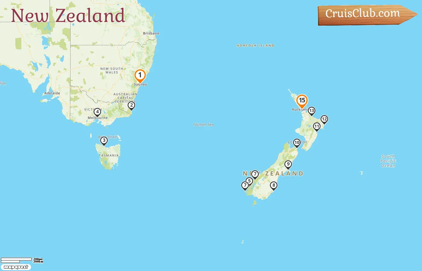 Cruise in the New Zealand from Sydney to Auckland aboard Norwegian Spirit ship with visits to Australia and New Zealand for 15 days