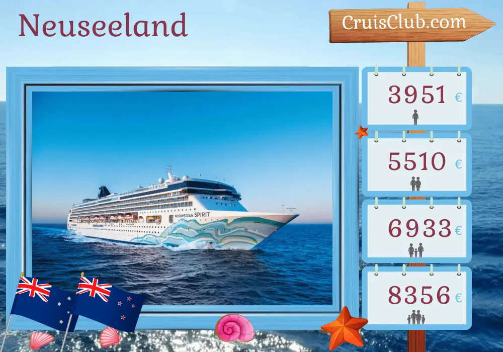Kreuzfahrt in Neuseeland von Sydney nach Auckland an Bord des Schiffes Norwegian Spirit mit Besuchen in Australien und Neuseeland für 15 Tage