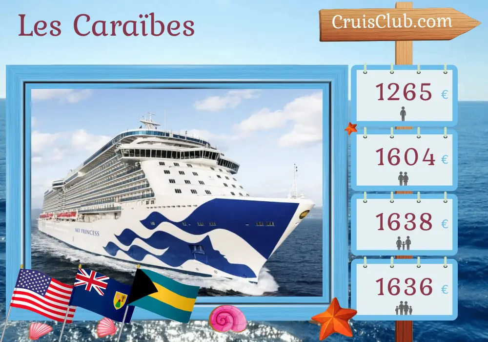 Croisière dans les Caraïbes au départ de Port Canaveral / Orlando à bord du navire Sky Princess avec escales aux États-Unis et aux Bahamas pendant 7 jours