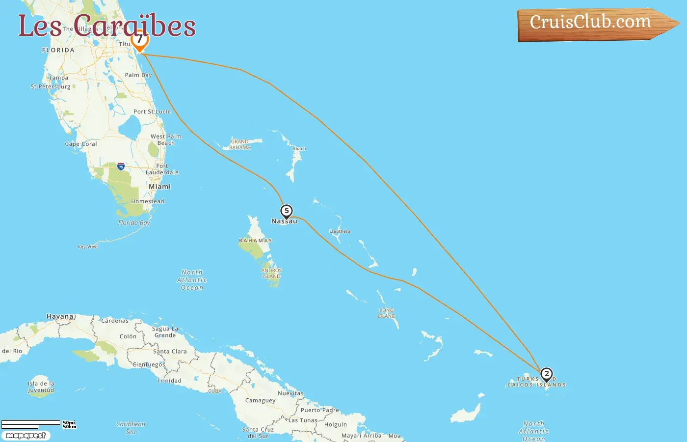 Croisière dans les Caraïbes au départ de Port Canaveral / Orlando à bord du navire Sky Princess avec escales aux États-Unis et aux Bahamas pendant 7 jours
