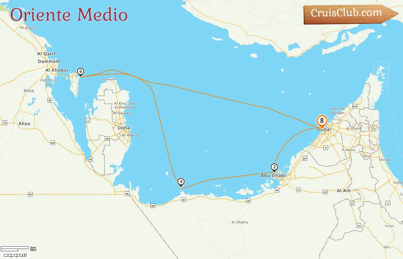 Crucero en el Oriente Medio desde Dubái a bordo del barco AIDAprima con visitas a los Emiratos Árabes Unidos y Baréin durante 8 días