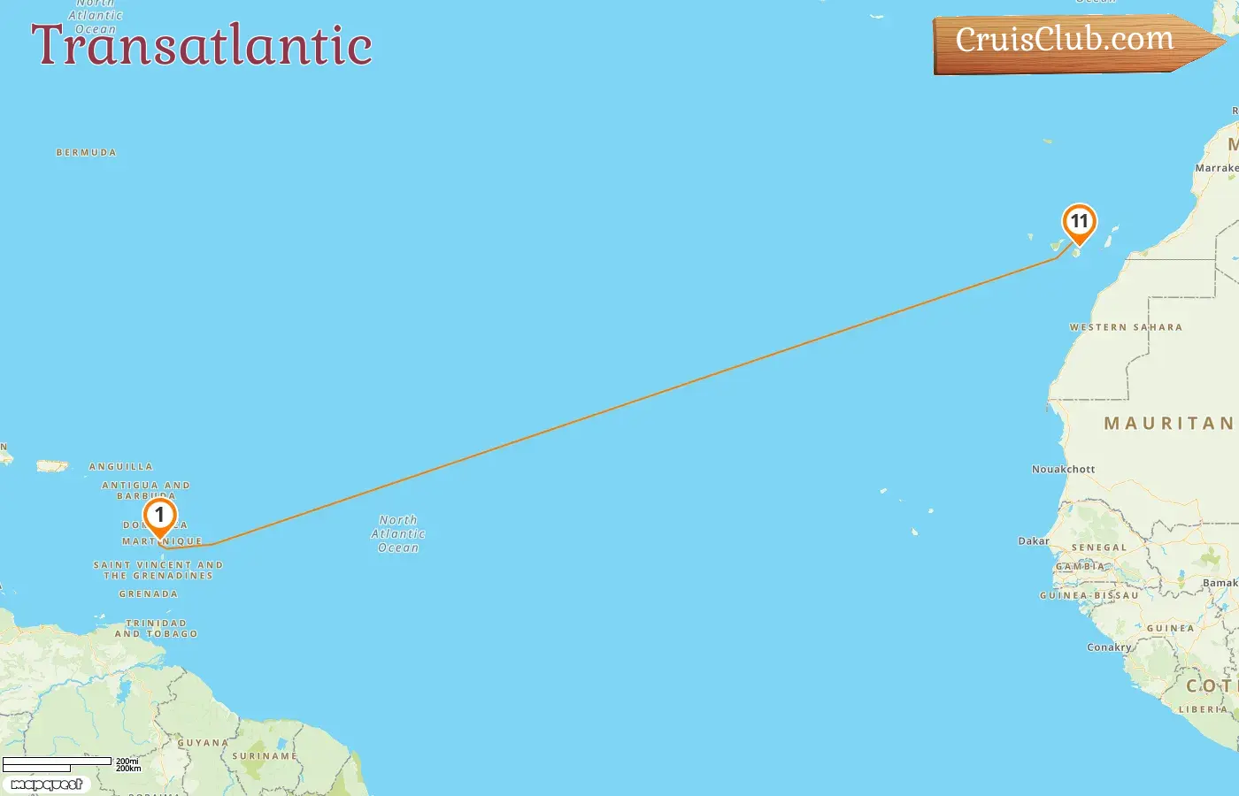 Cruise in the Transatlantic from Fort-de-France to Las Palmas aboard Le Bellot ship with visits to Spain for 11 days