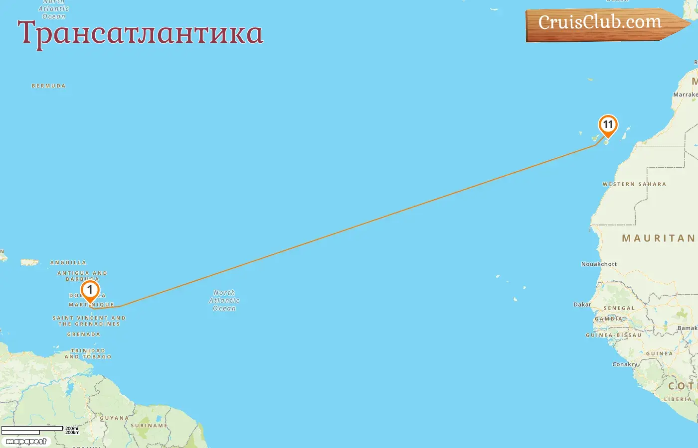 Трансатлантический круиз из Фор-де-Франса в Лас-Пальмас на борту корабля Ле Белло с посещением Испании на 11 дней