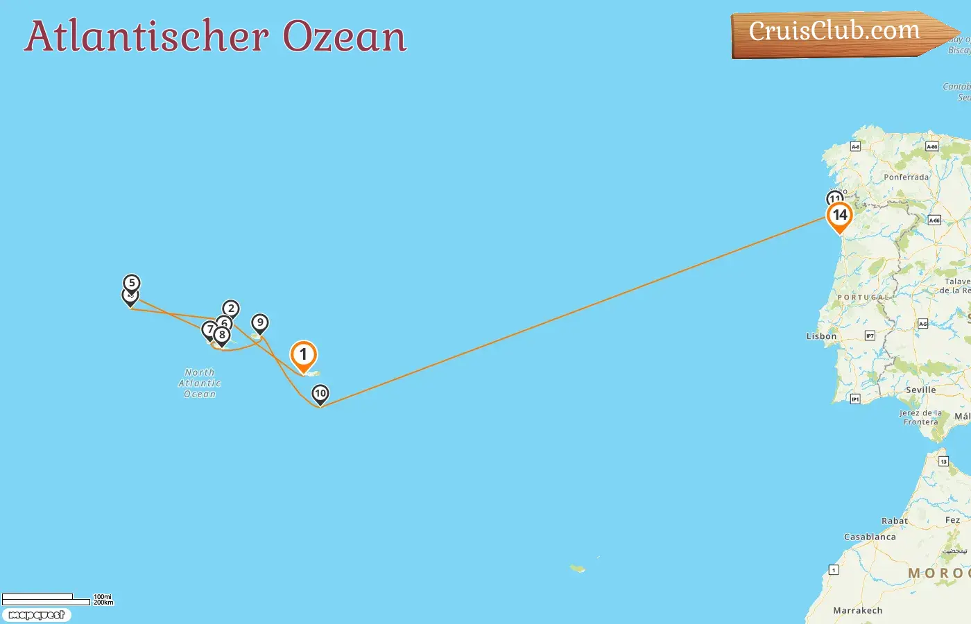 Kreuzfahrt im Atlantik von Ponta Delgada nach Leixões an Bord des HANSEATIC Nature-Schiffs mit Besuchen in Portugal für 14 Tage