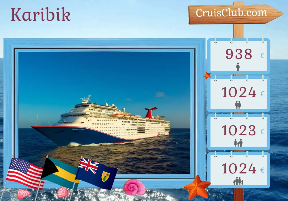 Kreuzfahrt in der Karibik ab Jacksonville an Bord des Carnival Elation-Schiffs mit Stopps in den USA und den Bahamas für 8 Tage