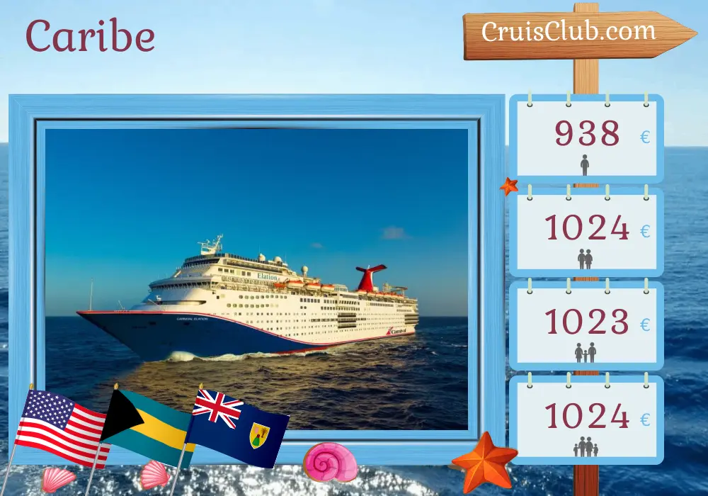 Crucero por el Caribe desde Jacksonville a bordo del barco Carnival Elation con visitas a EE. UU. y Bahamas por 8 días