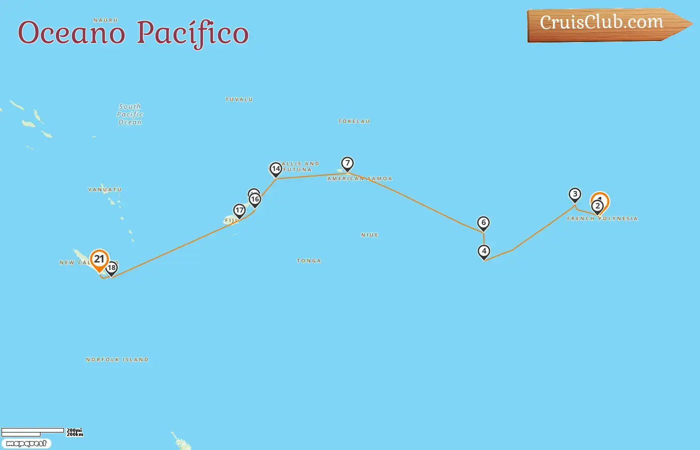 Cruzeiro no sul do Pacífico de Papeete para Nouméa a bordo do navio HANSEATIC inspiration com visitas à Polinésia Francesa, Ilhas Cook, Samoa, Fiji e Nova Caledônia por 21 dias