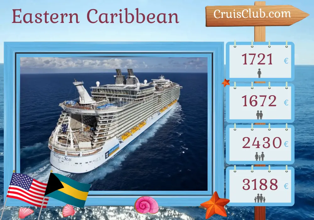 Cruise in the Eastern Caribbean from Fort Lauderdale aboard Allure of the Seas ship with visits to USA, Puerto Rico, and Bahamas for 9 days
