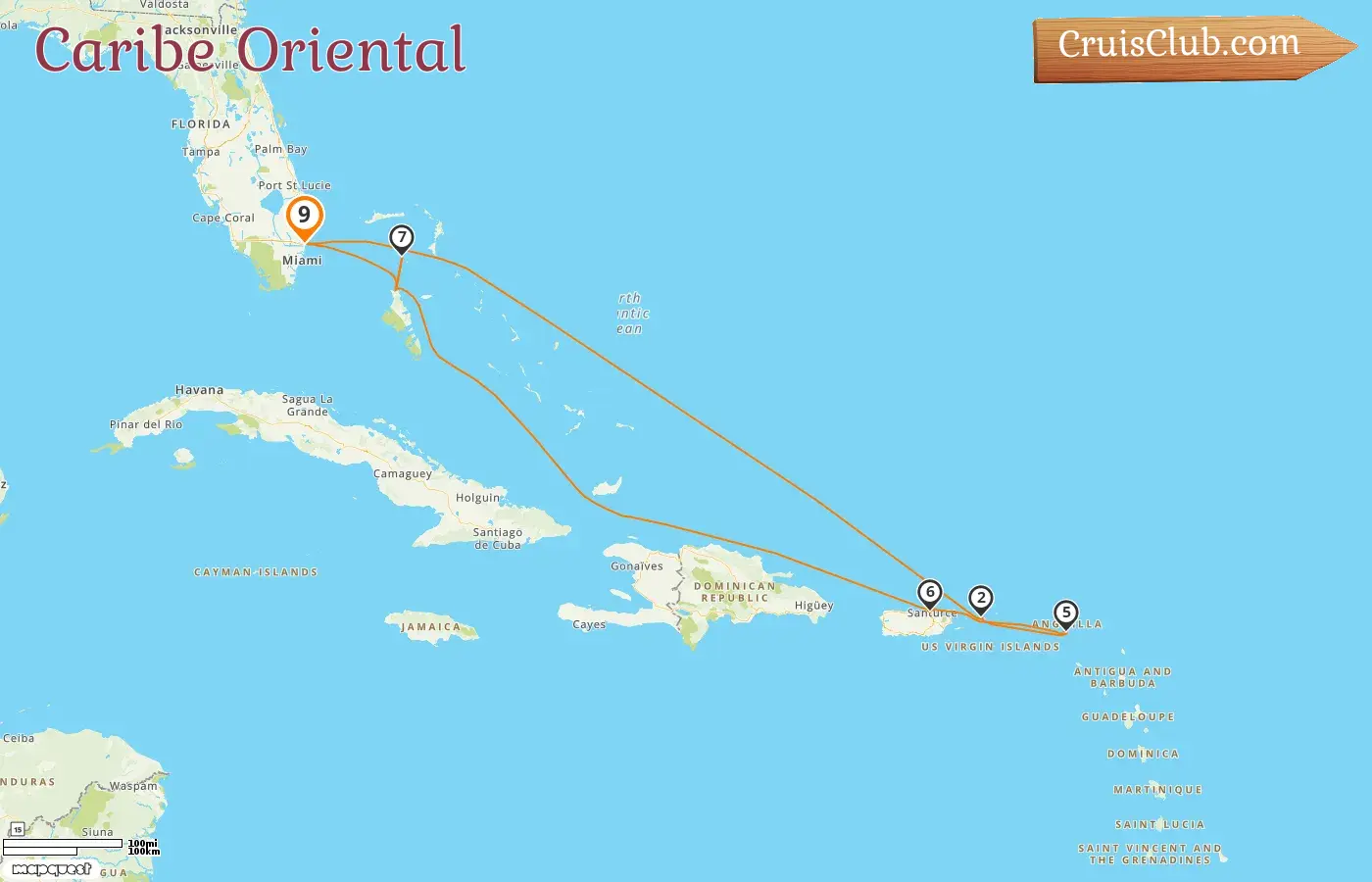 Crucero por el Caribe Oriental desde Fort Lauderdale a bordo del barco Allure of the Seas con visitas a Estados Unidos, Puerto Rico y Bahamas durante 9 días