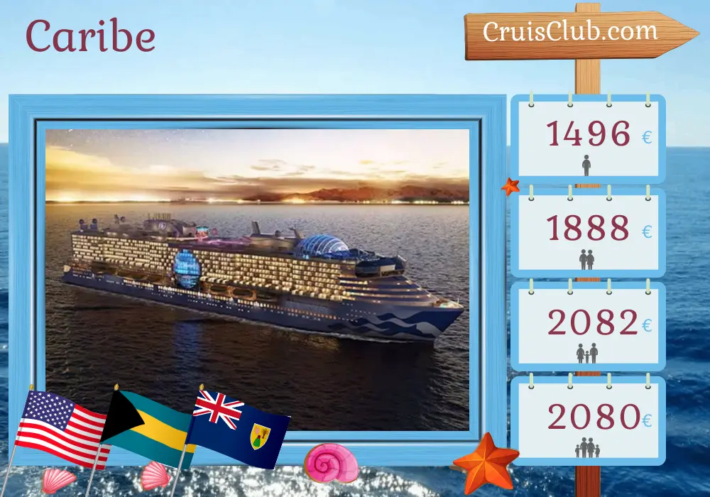 Cruzeiro no Caribe de Fort Lauderdale a bordo do navio Star Princess com visitas aos EUA, Bahamas e República Dominicana por 8 dias
