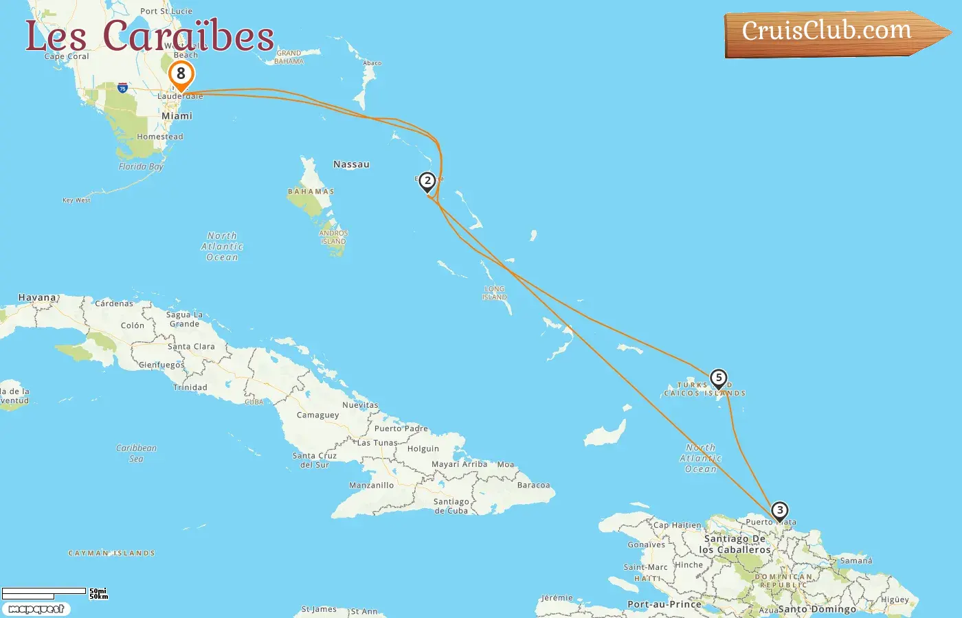 Croisière dans les Caraïbes au départ de Fort Lauderdale à bord du navire Star Princess avec des escales aux États-Unis, aux Bahamas et en République dominicaine pendant 8 jours