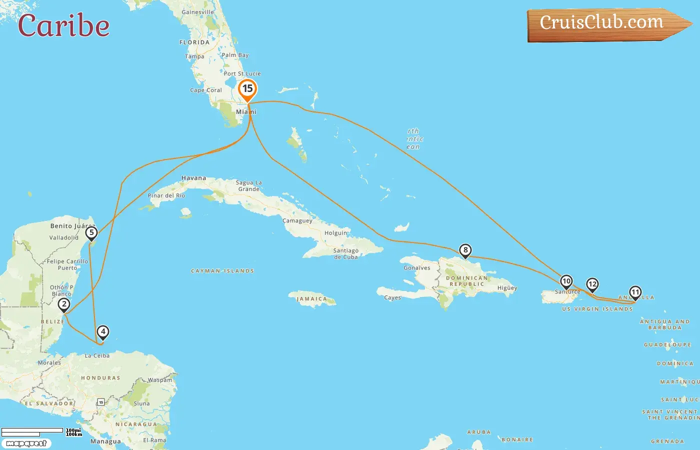 Cruzeiro no Caribe a bordo do navio Majestic Princess com visitas aos EUA, Belize, Honduras, México, República Dominicana e Porto Rico por 15 dias