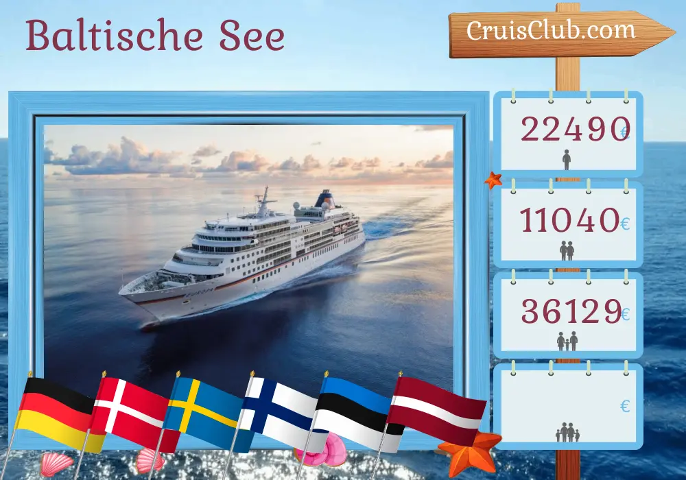 Kreuzfahrt in der Ostsee von Travemünde nach Kiel an Bord des Schiffes MS EUROPA mit Stopps in Deutschland, Dänemark, Schweden, Finnland, Estland, Lettland und Polen für 13 Tage