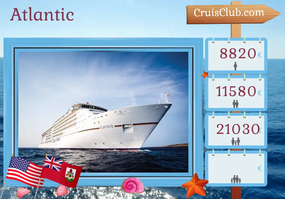 Cruise in the Atlantic from New York aboard MS EUROPA 2 ship with visits to USA and Bermuda for 11 days